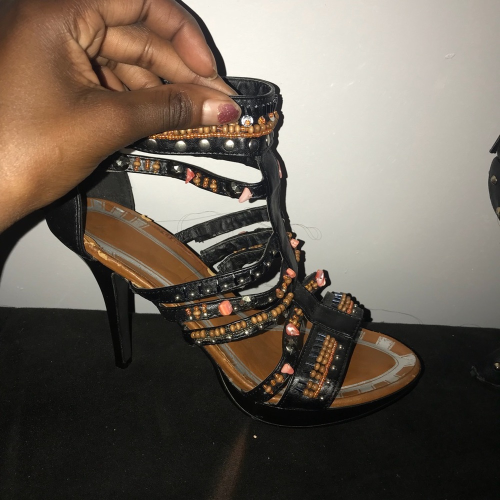 Multi color heels with gems